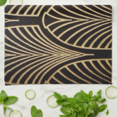 Jugendstil, Art Deko, Fanmuster, Bronze, Gold, bl Geschirrtuch (Gefaltet)