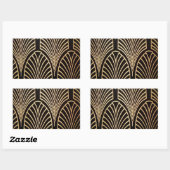 Jugendstil, Art Deko, Fanmuster, Bronze, Gold, bl Rechteckiger Aufkleber (Blatt)