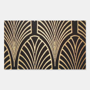 Jugendstil, Art Deko, Fanmuster, Bronze, Gold, bl Rechteckiger Aufkleber