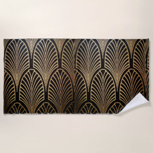 Jugendstil, Art Deko, Fanmuster, Bronze, Gold, bl Strandtuch