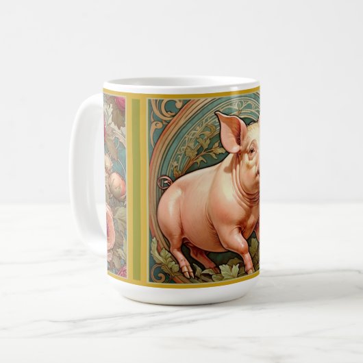 Jugendstil-Bauernhof Schweinefleisch Tasse (Vorderseite Links)