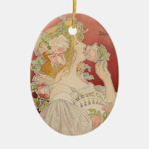 Jugendstil Belle Époque Dame Rosen Livemont Keramik Ornament