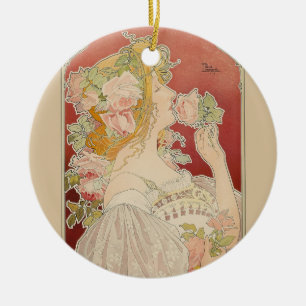 Jugendstil Belle Époque Dame Rosen Livemont Keramik Ornament