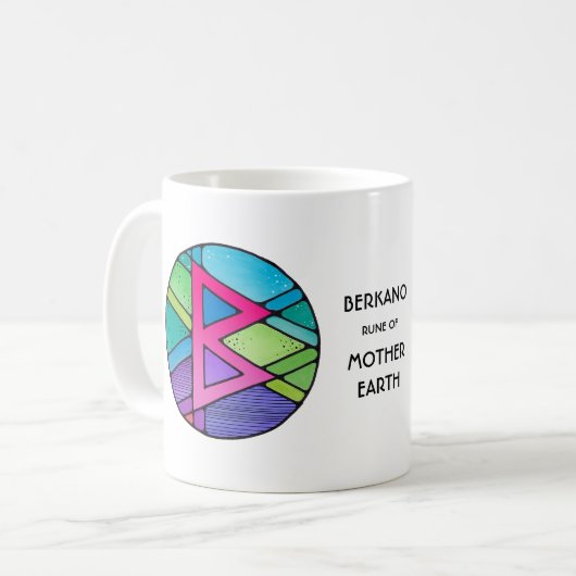 Jugendstil Berkano Rune Tasse - MUTTER ERDE! (Vorderseite Links)