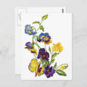 Jugendstil bestickte Stiefmütterchen Postkarte (Vorne/Hinten)