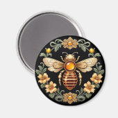 Jugendstil-Biene auf Schwarz Magnet (Vorderseite/Rückseite)