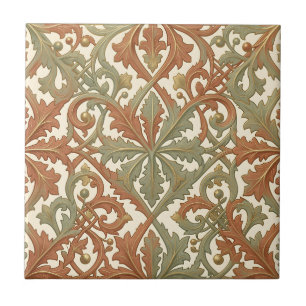 Jugendstil-Blattrolle Terrakotta-Salbei-Muster Fliese
