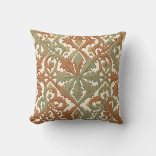 Jugendstil-Blattrolle Terrakotta-Salbei-Muster Kissen