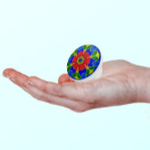 Jugendstil Blau-Emaille und Rote Blume Keramikknauf