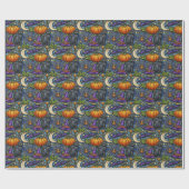 Jugendstil Blau Halloween Geschenkpapier (Flach)