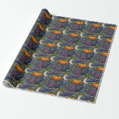 Jugendstil Blau Halloween Geschenkpapier (Ungerollt)