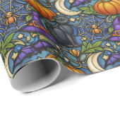 Jugendstil Blau Halloween Geschenkpapier (Rolleneckpunkt)