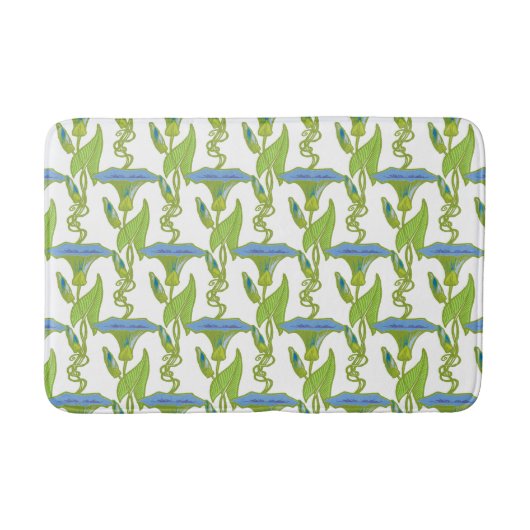 Jugendstil-Blau Ipomoea Tapetenwerfer Badematte (Vorderseite)