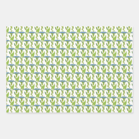 Jugendstil-Blau Ipomoea Tapetenwerfer Geschenkpapier Set (Vorderseite 3)