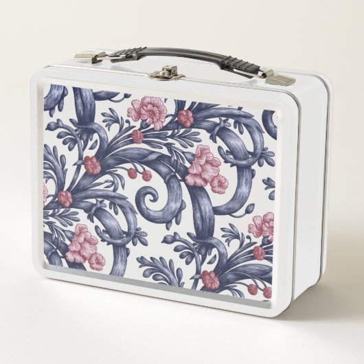 Jugendstil Blau Rosa Lunchbox (Vorderseite)