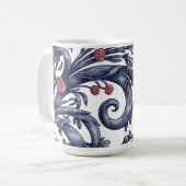 Jugendstil Blau Rosa Tasse (Vorderseite Links)