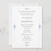 Jugendstil Blaue Gerahmte Hochzeit Einladung (Vorderseite)