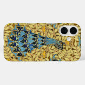 Jugendstil Blaues Pfauen-Blumenmuster Case-Mate iPhone Hülle (Rückseite (Horizontal))
