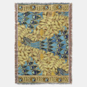 Jugendstil Blaues Pfauen Blumenmuster Decke (Vorderseite Vertikal)