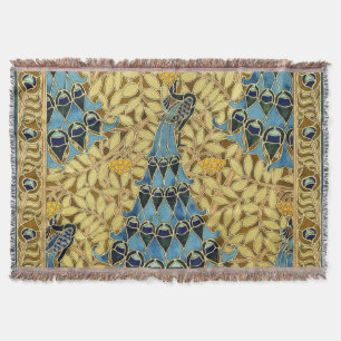 Jugendstil Blaues Pfauen Blumenmuster Decke