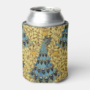 Jugendstil Blaues Pfauen Blumenmuster Dosenkühler