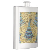 Jugendstil Blaues Pfauen Blumenmuster Flachmann (Rechts)