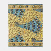 Jugendstil Blaues Pfauen-Blumenmuster Fleecedecke (Vorderseite)