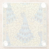 Jugendstil Blaues Pfauen Blumenmuster Glasuntersetzer (Rückseite)