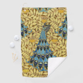 Jugendstil Blaues Pfauen Blumenmuster Golfhandtuch (Insitu)