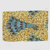 Jugendstil Blaues Pfauen Blumenmuster Golfhandtuch (Horizontal)