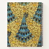 Jugendstil Blaues Pfauen-Blumenmuster Notizblock (Rückseite)