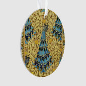 Jugendstil Blaues Pfauen-Blumenmuster Ornament (Vorderseite)