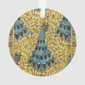 Jugendstil Blaues Pfauen-Blumenmuster Ornament (Rückseite)