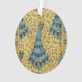 Jugendstil Blaues Pfauen-Blumenmuster Ornament (Vorderseite)