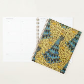 Jugendstil Blaues Pfauen-Blumenmuster Planer (Anzeige)
