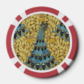 Jugendstil Blaues Pfauen-Blumenmuster Pokerchips (Rückseite)