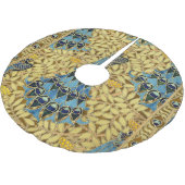 Jugendstil Blaues Pfauen-Blumenmuster Polyester Weihnachtsbaumdecke (Schrägansicht)