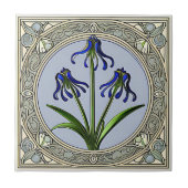 Jugendstil-Bluebell-Blume Fliese (Vorderseite)
