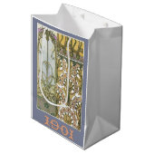 Jugendstil-Blume Alphonse Mucha Art 1901 Mittlere Geschenktüte (Vorderseite Schrägansicht)