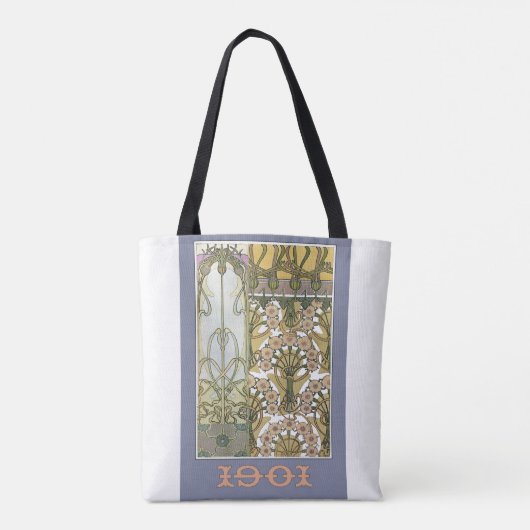 Jugendstil-Blume Alphonse Mucha Tasche (Rückseite)