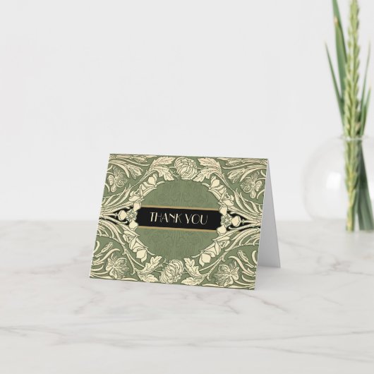 Jugendstil-Blume Blumenborder vollständig bearbeit Dankeskarte (Vorderseite)