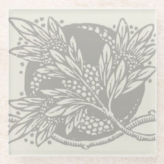 Jugendstil-Blume Blumenminimalismus Glasuntersetzer (Vorderseite)