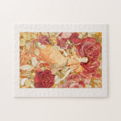 Jugendstil-Blume Fee mit Rot-Orange-Rose Puzzle (Horizontal)