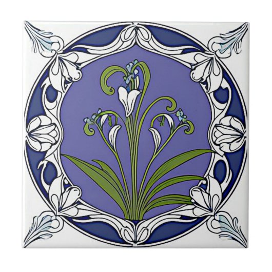 Jugendstil-Blume Fliese (Vorderseite)