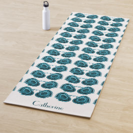 Jugendstil-Blume in Blau Yogamatte