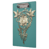 Jugendstil-Blume Juwel Viktorianisches Gold und aq Klemmbrett (Links)