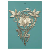 Jugendstil-Blume Juwel Viktorianisches Gold und aq Klemmbrett (Rückseite)