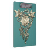 Jugendstil-Blume Juwel Viktorianisches Gold und aq Klemmbrett (Rechts)