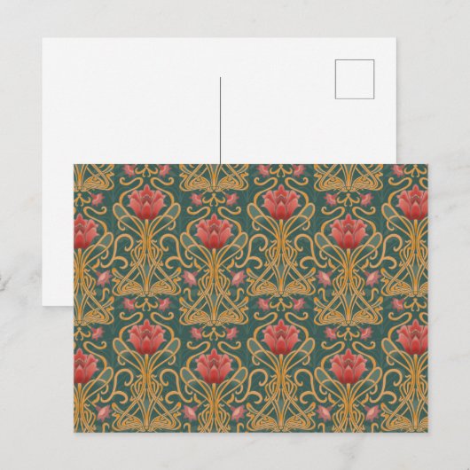 Jugendstil-Blume Postkarte (Vorne/Hinten)