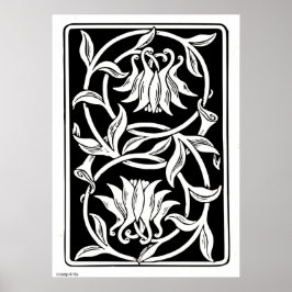 Jugendstil-Blume Silhouette Poster